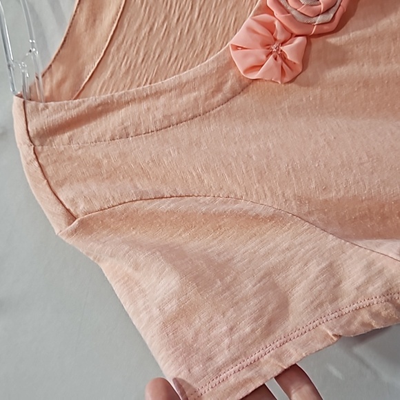 Jason Maxwell, Top, Peach, Sz LG, Vintage, Rose Trim, Scoop Neck - Picture 6 of 9